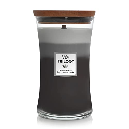 WoodWick Trilogy Large Hourglass Scented Candle with Crackling Wick | Warm Woods | Up to 130 Hours Burn Time - LARGE - Warm Woods