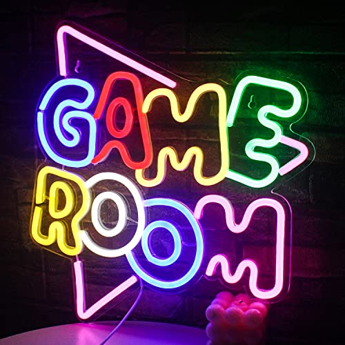 Gamerneon Game Room Large Neon Signs 13.2"x14" Colorful LED ,USB Neon Lights for Game Zone Party Decor Bedroom Gaming Wall Lightup Signs - game room