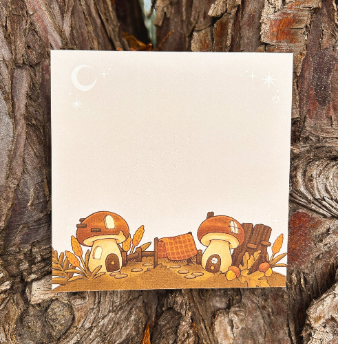 Mushroom Village Square Memo Pad