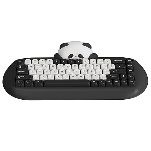 YUNZII C68 Panda Wireless Mechanical Gaming Keyboard, 68 Keys Cute Keyboard with PBT Keycaps, RGB Backlit, Hot Swappable Creamy Keyboard with BT5.0/2.4G/Wired for Win/Mac(Panda Switch,Black) - Panda Switch - Black