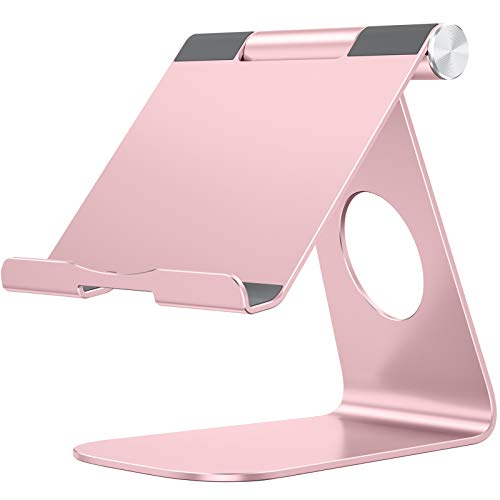 OMOTON Tablet Stand Holder Adjustable, T1 Desktop Aluminum Tablet Dock Cradle Compatible with iPad Air/Mini, iPad 10.2/9.7, iPad Pro 11/12.9, Samsung Tab and More, Rose Gold - Rose Gold