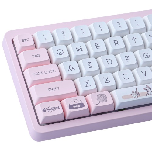 Sunzit XDA Keycaps PBT Keycaps 136 Keys Dye-Sublimation for MX Switches ISO/ANSI Layout Mechanical Keyboard (Cheese Cat)