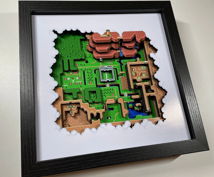 Legend of Zelda: A Link to the Past - Hyrule Map - The Light World 9x9 3D Shadow Box!