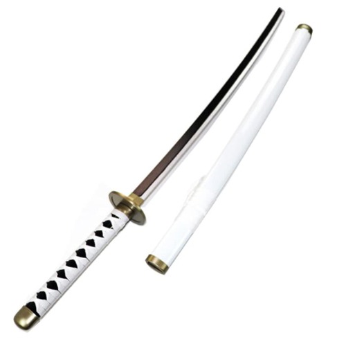 Abynow Anime Black Samurai Ninja Schwert Mit Scheide, Katana Schwert Waffe Requisiten Anime Ninja Schwert Spielzeug, Anime Fans - Weiß