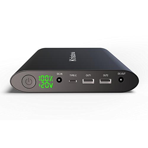 Krisdonia 50000mAh Power Pack Portable Charger - External Battery with 4 Ports Type-C + DC Port + Dual USB (QUICK CHARGE 3.0) for Laptop, Smartphone, Macbook & Tablet - black