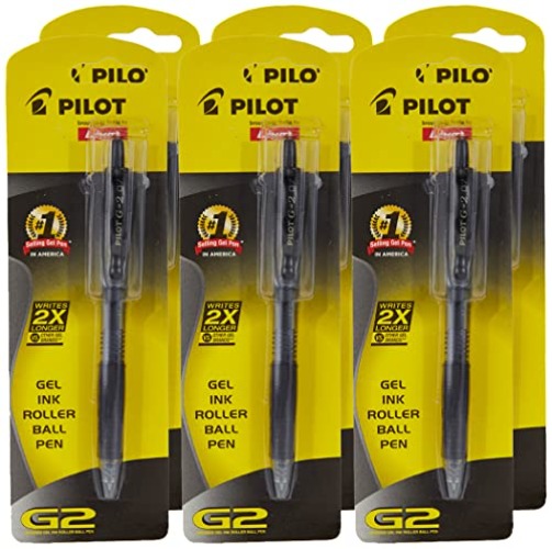 Pilot G2 07 Black Fine Retractable Gel Ink Pen Rollerball 0.7mm Nib Tip 0.39mm Line Width Refillable BL-G2-7 (Pack Of 6) - 1 - Black