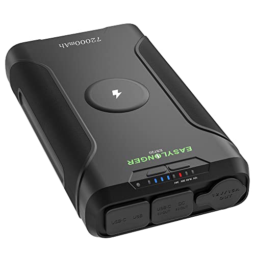 EASYLONGER Portable Power Station 266Wh/72000mAh DC 12V 24V CPAP Battery Pack with LED Light PD USB-C Outlet Solar Generators Backup Supply for CPAP for Outdoor Travel RV Camping Emergency