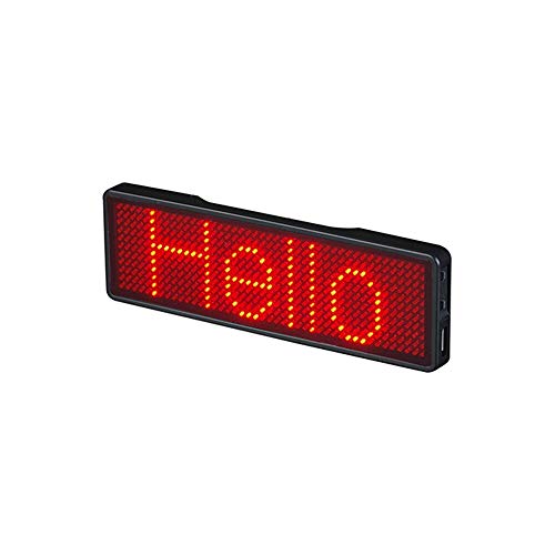 MidoriMori Bluetooth LED Name Tag Upgraded Wireless Bluetooth LED Name Badge Rechargeable Nametag Card with Magnet/Pin for Hotel Restaurant Shop Party Bar Exhibition - Red