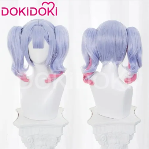 【Ready For Ship】DokiDoki VSINGER Rabbit Hole Cosplay Long Curly Blue Pink Ponytail Wig / Head Accessories Cute | Wig Only-Ready For Ship