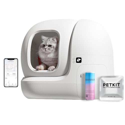 PETKIT PuraMax Self Cleaning Cat Litter Box, Automatic App Control Smart Litter Box with 76L X-Large Space, xSecure Integrated Safety Protection, with N50 Odor Eliminator - PuraMax Self-Cleaning Cat Litter Box with N50