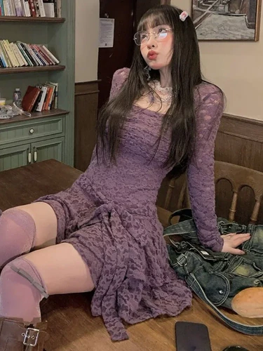 purple lace dress