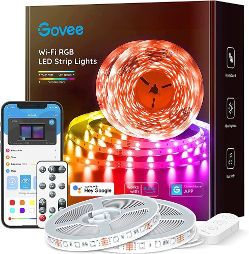 Govee 65.6ft Alexa LED Strip Lights, Smart WiFi RGB Rope Light Works with Alexa Google Assistant, Remote App Control Lighting Kit, Music Sync Color Changing Lights for Bedroom, Living Room, Kitchen - 65.6 ft