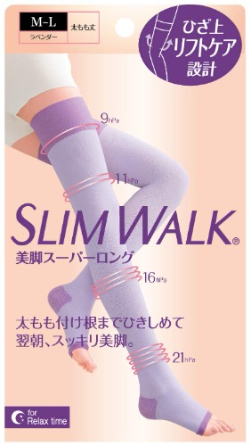着圧ソックス スリムウォーク 美脚 スーパーロング M-L ラベンダー 就寝用 着圧 ソックス AskDoctors 太もも 足裏 アーチサポート