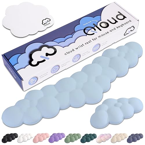 Create-ables Qloud Cloud Wrist Rest Keyboard, Cloud Palm Rest Keyboard Rest, Cloud Wrist Pad for Keyboard Wrist Rest for Computer Keyboard Wrist Support for Keyboard, Cloud Arm Rest Keyboard Wrist Pad - Light Blue