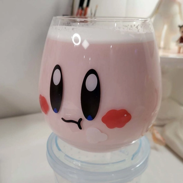 Kirby Glass Cup Cute Kirby Tumbler Glasses Kawaii Kirby Drinking Glassware 16oz