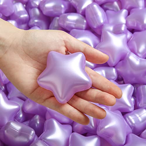 TRENDPLAY Babies Star Ball Pit Balls for Ball Pit -100pcs Plastic Ball Non-Toxic Crush Proof Play Balls Play Tent Pool Playhouse Playpen Party Decoration,Pearl Purple Stars - Pearl Purple Stars