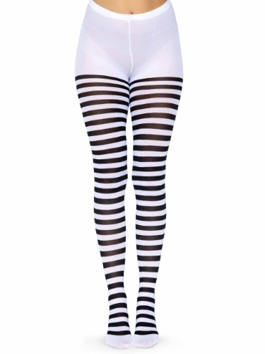 Leg Avenue Women's Nylon Striped Tights - One Size Black/White