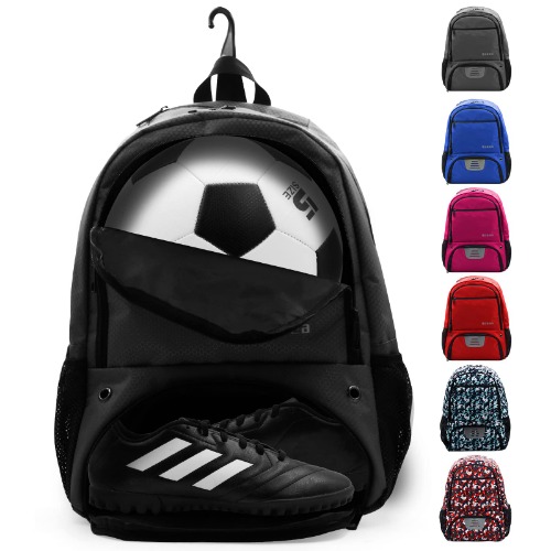 ZOEA Soccer Bag - Backpack for Soccer, Basketball & Football & Volleyball with Shoe & Ball Compartment for Youth and Adults - Black