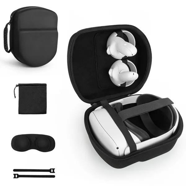 Yinke Case for Oculus/Meta Quest 2/Pico 4 VR Headset with Elite Strap & Accessories, Portable Travel Case Protective Cover Storage Bag