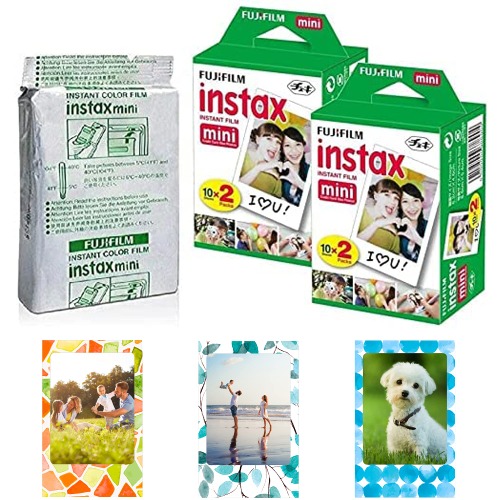 Fujifilm Instax Mini Instant Film,10 Sheets×5 Pack(Total 50 Shoots) + 3 Photo Magnet Frames [Bulk Packaging] International Version - 