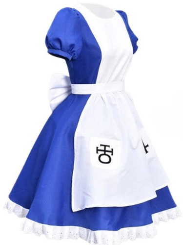 Game Alice Madness Returns Cosplay Costume Halloween Maid Dresses Apron - Medium Blue
