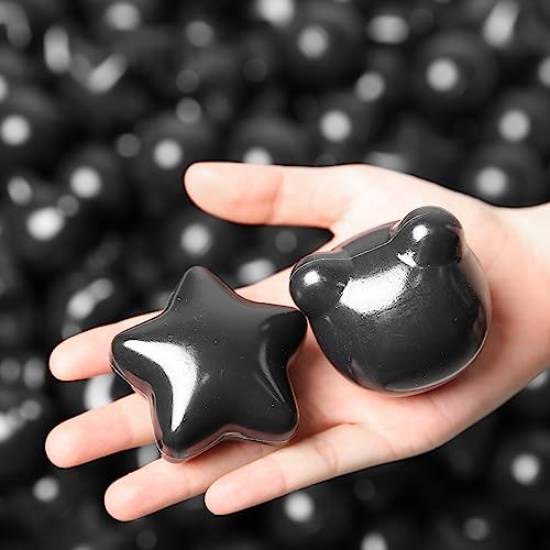 TRENDPLAY Black Ball Pit Balls for Toddlers 1-3 Years - Safe and Fun Playtime - Pack of 100 - Stimulate Sensory Exploration Today, 3 Kind of Shape - 3 Shape Balls- Black