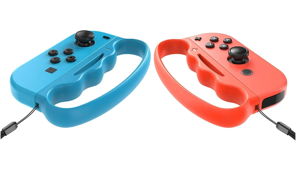 Fitness Boxing Hand Grips for Nintendo Switch & OLED Model JoyCon, FANPL Upgrade Fit Boxing Clasp Accessories Handle for Adults and Children, Enhance Your Gaming Experience, 2 Packs (Blue and Red)