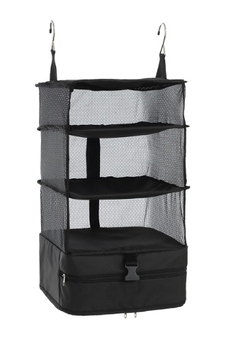 Elezay Travel Garment Packing Luggage Organizer Collapsible Compartment Hanging Closet for Wardrobe Carry On Roller Bag Suitcase Black, Large - Black Large_11.8*11.8*24 IN