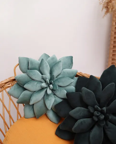 Velvet Succulent pillow, cactus cushion