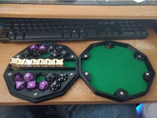 Dice Box and Tray - Gunmetal Silver