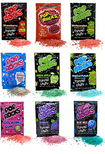 Crait Pop Rocks Crackling Candy Variety Pack Classic Popping Candy - Nine Different Flavors Bulk Pop Rocks Popping Candy, Bulk Candy Individually Wrapped (9 Count) - 9 Count