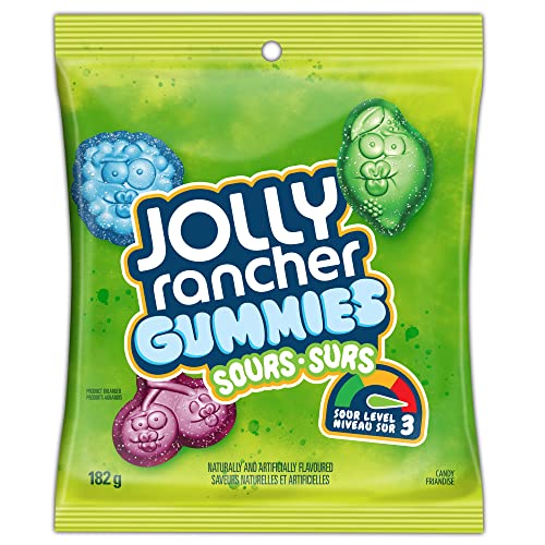 JOLLY RANCHER Gummies Sours Original, Mixed Fruit, Assorted Candy Gummies to Share, Snack Sized Assorted Candy, 182g - Sour Original