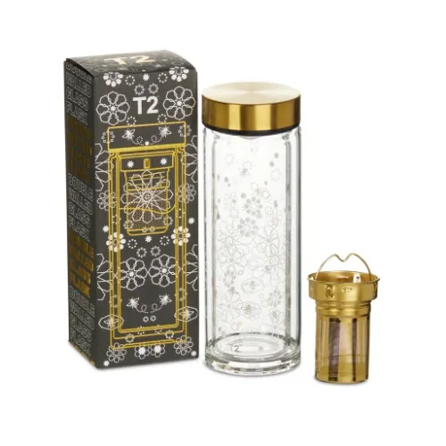 T2 Boxed Double Walled Glass Flask Bee Moroccan