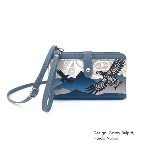 Smartphone Crossbody Bag w/Contemporary Indigenous Design - Soaring Eagle