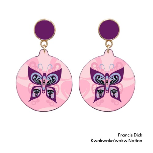 Vegan Leather Earrings w/Contemporary Indigenous Design - Celebration of Life