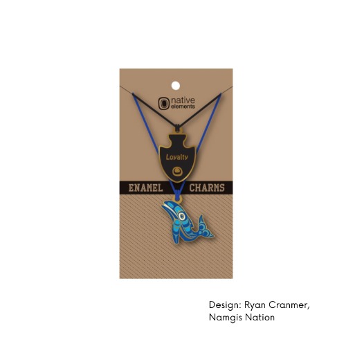 Enamel Charms w/Contemporary Indigenous Artwork (set of 2) - WHALE