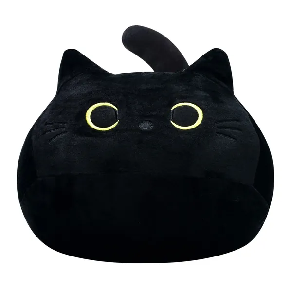 3D 15.8Inch Black Cat Plush Toy, Soft Kawaii Plushies Cat Stuffed Anima Girlfriend Valentines Children Birthday Gift - 