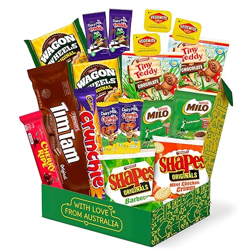 Authentic Australian Snack Gift Box - Tim Tams, Cadbury, Cherry Ripe - Australian Food and Candy - Perfect Australian Gift - Medium Snack Box