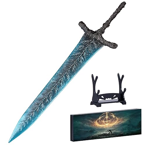 RACEROCKET Elden Ring Dark Moon Greatsword Straight Knight's Sword Model 11.8-Inch Metal Craft Sword with Display Stand Action Figure Collectible Toy Desk Decor Party Supply Gift