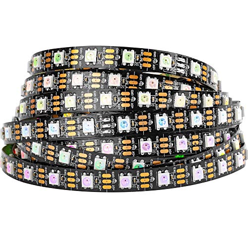 BTF-LIGHTING WS2812B IC RGB 5050SMD Pure Gold Individual Addressable LED Strip High Quality 16.4FT 300LED 60LED/m Flexible Full Color IP30 DC5V for DIY Chasing Color Project(No Adapter or Controller) - Black Pcb Ip30 - 16.4FT 300LED