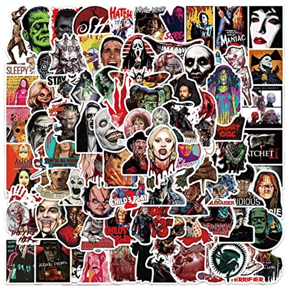 THORKUT 100PCS Horror Stickers Horror Movie Stickers Halloween stickers Thriller Stickers Terror Stickes Vinyl Waterproof Stickers for Water bottle Luggage Laptop PS5 Phone Skateboard for Kids Teens Adult Bos Girl(Halloween Decoration stickers)