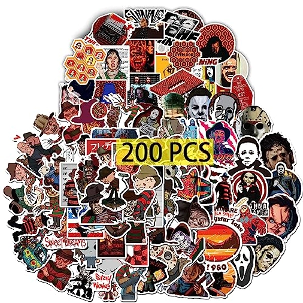 Kilmila Thriller Horror Movie Stickers (200pcs Mixed 4 in 1) Gifts Merch Halloween Horror Movie Stickers Waterproof Vinyl Stickers for Water Bottles Laptop Computer Skateboard Guitar Kids Girls Teens