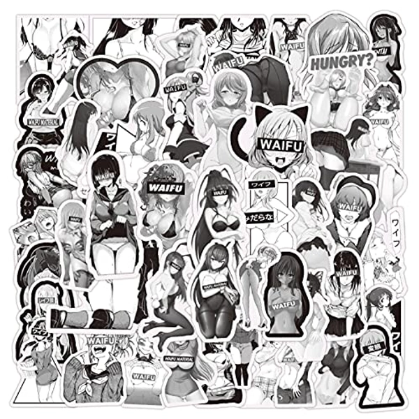 52pcs Waifu Stickers, Sexy Anime Girl Stickers for Adults, Hentai Waterproof Vinyl Sticker for Water Bottle Laptop Phone Case Bumper