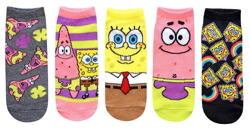 Hyp Spongebob Squarepants and Patrick Juniors/Womens 5 Pack Ankle Socks - 4-10