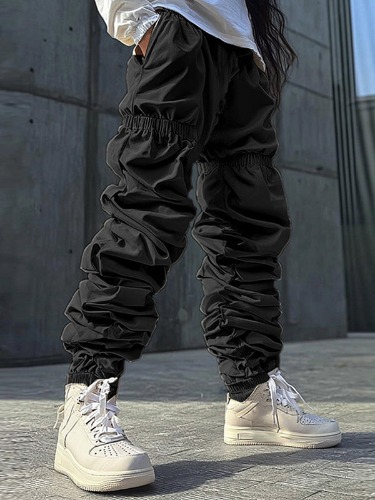 Mens Wrinkled Color-Block Long Pant SKUK88046 | Black / L