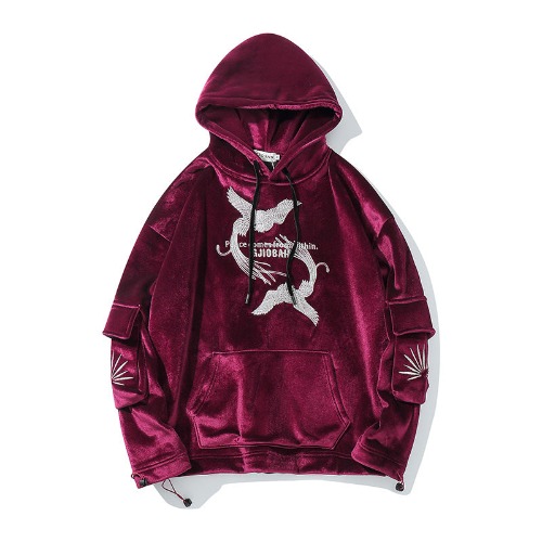 WLS Hip-Hop Three-Dimensional Japanese Streetwear Hoodie | L / Red