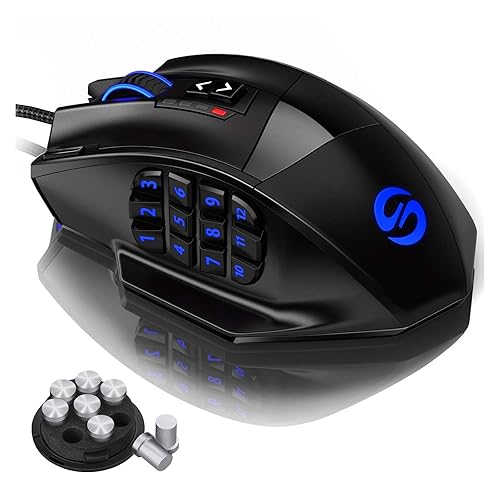 UtechSmart Venus Gaming Mouse RGB Wired, 16400 DPI High Precision Laser Programmable MMO Computer Gaming Mice [IGN's Recommendation] - Classic Black