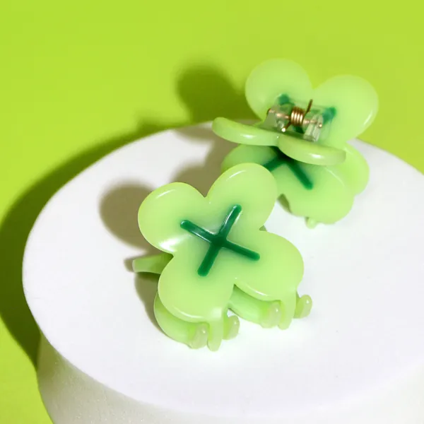 LUCKY CLOVER Mini Hair Claw | New Heights Studio’s Acetate Hair Claw, Kawaii Plant Sprout Clip, Shamrock Hair Claw, Cute Spring Accessory