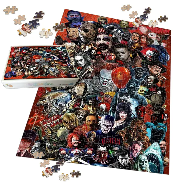Geekpuz Horror Hits 500 Piece Puzzle for Adult Classic Creepy Villains Novelty Jigsaw Puzzle - 