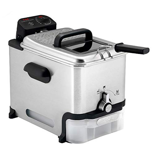 T-fal 3.5L Stainless Steel Deep Fryer with Basket, 1700W, Oil Filtration, Temp Control, Digital Timer, Dishwasher Safe Parts - 3.5 LITERS